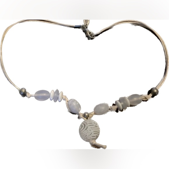 Vintage Handmade in Italy White Glass and Beaded Necklace EUC - Picture 1 of 6